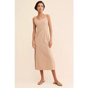 Free People Milk it NWT Bandit Gingham Midi Dress Small Cottagecore Eclectic